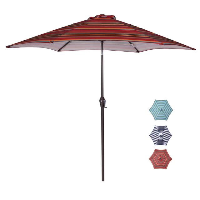 9' Outdoor Patio Steel Market Umbrella With Push Button Tilt and Crank - Red