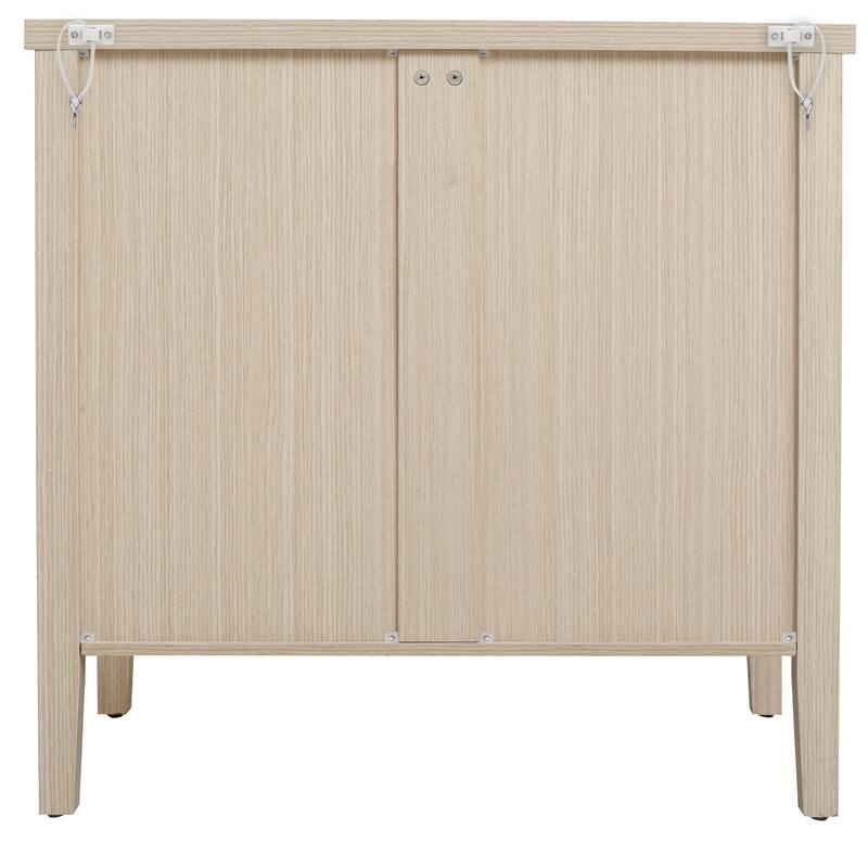 GDFStudio - Oakcraft Traditional Wooden Accent Storage Cabinet with 2 Carved Doors