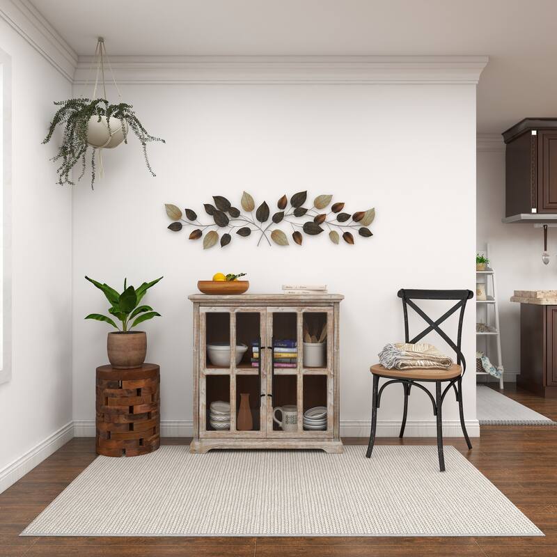 Bronze Metal Long Textured Leaf Home Wall Decor with Multiple Shades