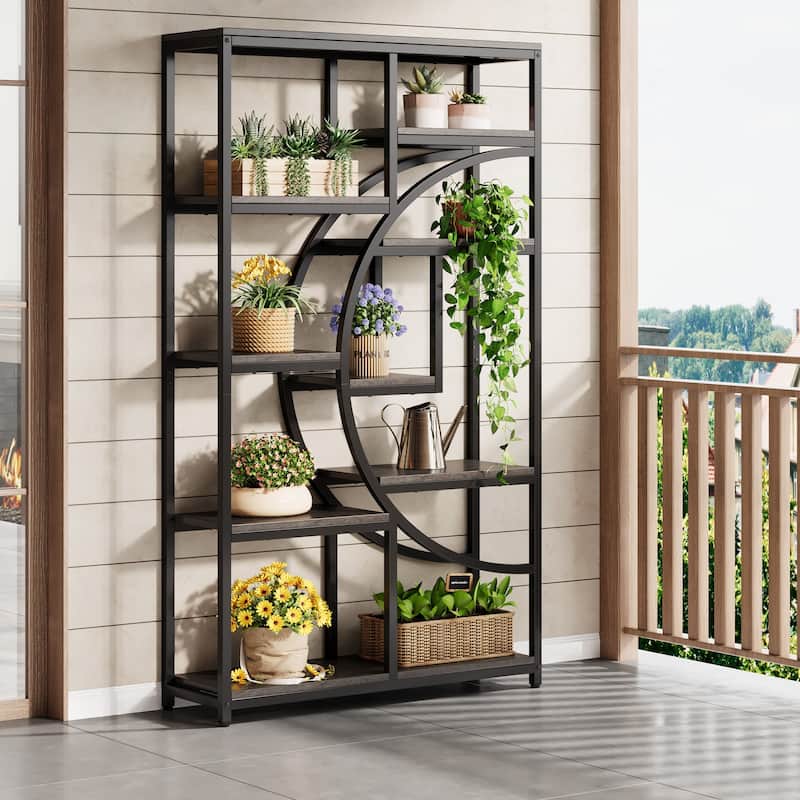 Bookshelf Industrial 5 Tier Etagere Bookcase, Freestanding Tall Bookshelves
