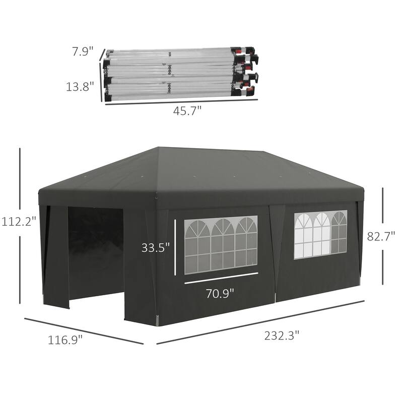Adjustable 10' x 19.5' Pop-Up Canopy Tent with Sidewalls and Carry Bag for Outdoor Events