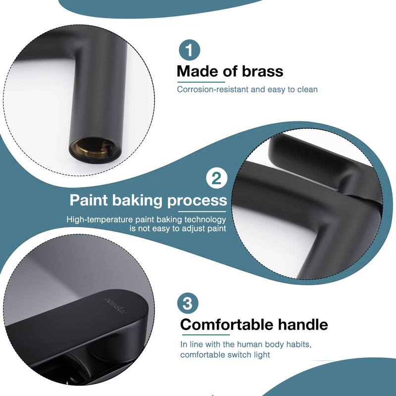 Waterfall Matte Black Bathroom Sink Faucet, Single Hole or 3 Holes faucet for sink