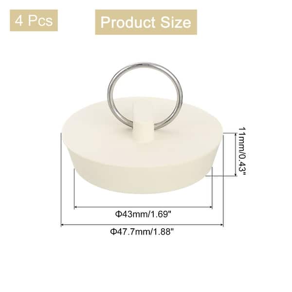 dimension image slide 4 of 6, Rubber Tub Stopper, Bath Tub Drain Stoppers Sink Stopper Drain Plug with Hanging Ring for Bathtub Kitchen Bathroom - White