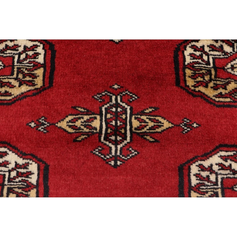 Rustic Bokhara Leticia Red Beige Hand Knotted Rug - 4'1'' x 6'2''