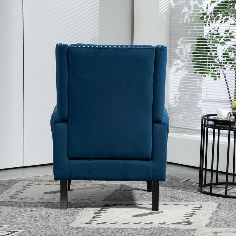 Transitional Wingback Accent Chair Armchair with Sturdy Wood Legs
