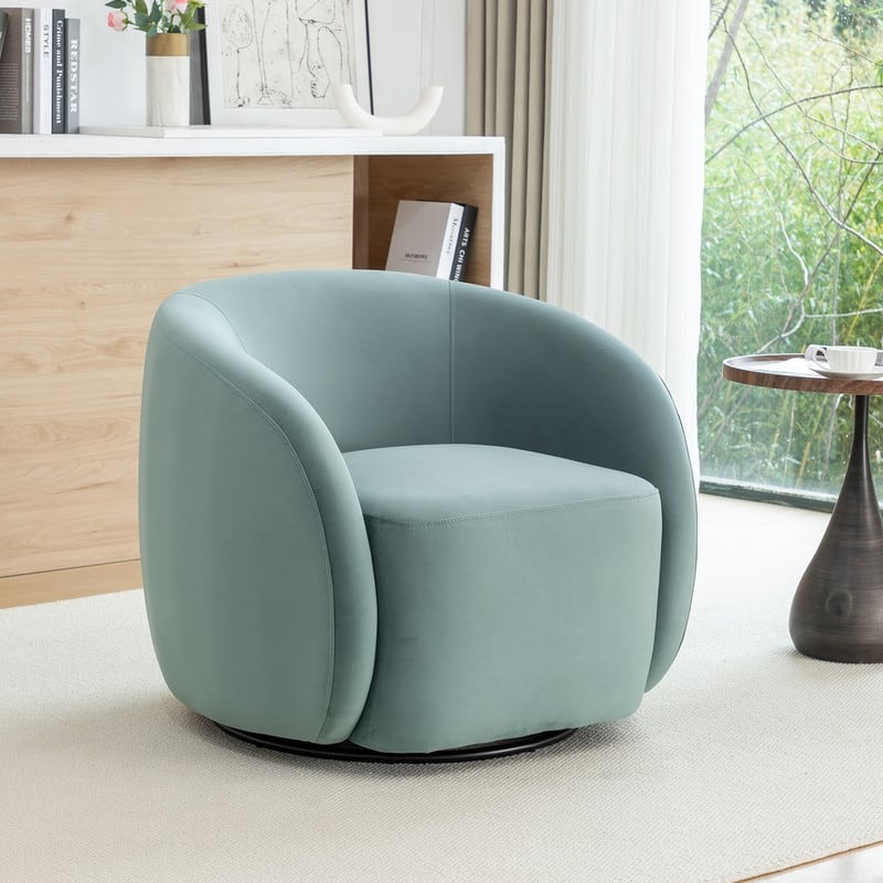 SEYNAR Modern Glam Velvet Upholstered 360 Degree Swivel Accent Armchair - Blue