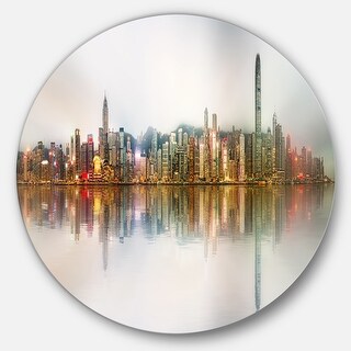 Designart 'Singapore Financial District Panorama' Cityscape Disc Metal ...