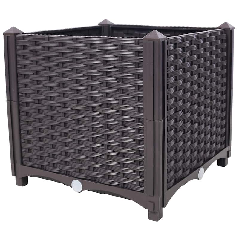 Deep Raised Garden Bed Plastic Planter Boxes for Vegetables Flowers Herbs and Succulents,Self-Watering Planter Box Raised Bed