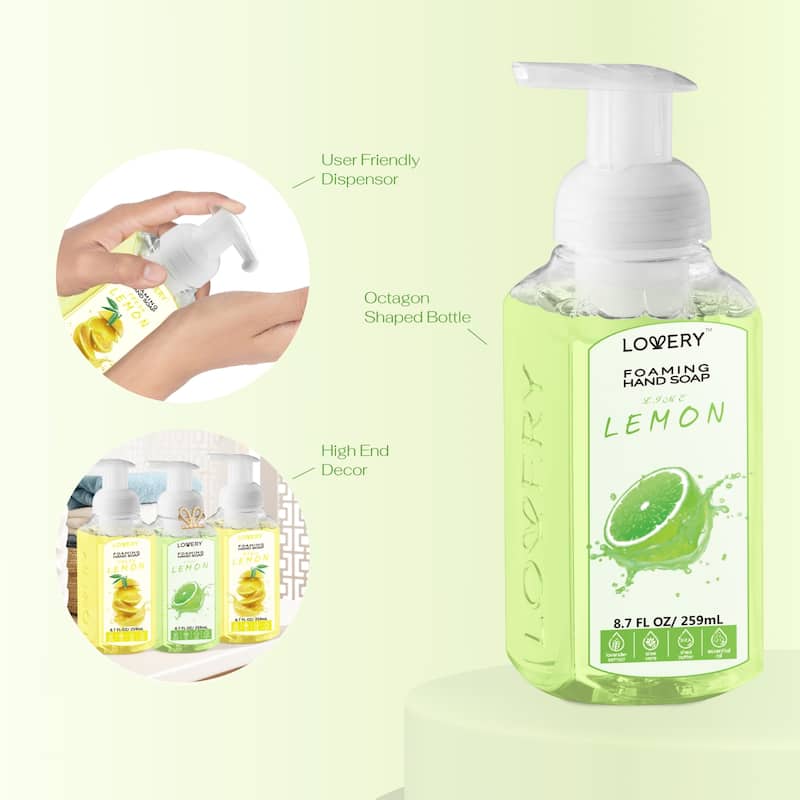 Lovery Foaming Hand Soap - Pack of 3 - Moisturizing Hand Soap - Lemon Lime - 3 pc