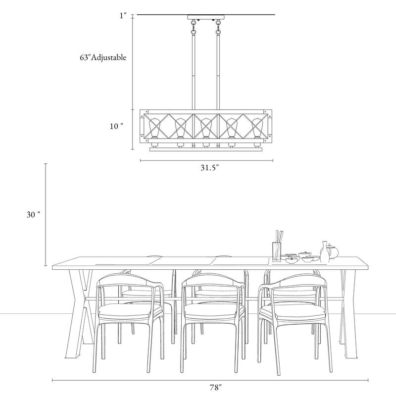 Modern Farmhouse 5-Light Wood Chandelier Rustic Island Pendant Lights for Dining Room