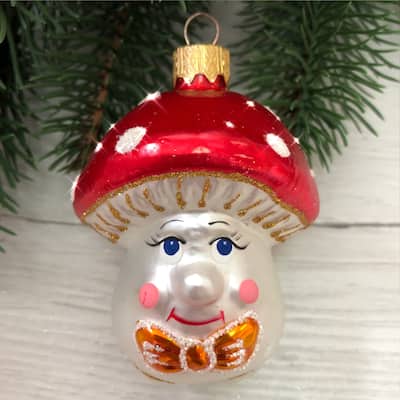 STP Goods Lovely Mushroom Glass Christmas Tree Ornament - Made In Ukraine
