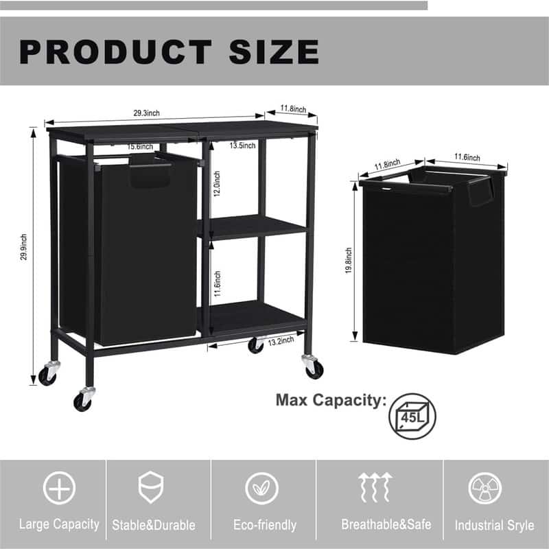 Laundry Sorter with Three Shelf - ‎29.3 x 11.8 x 29.9