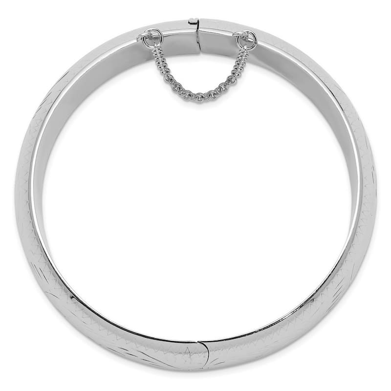 Curata 925 Sterling Silver 7.5" 20mm Wide Textured Hinged Bangle Bracelet