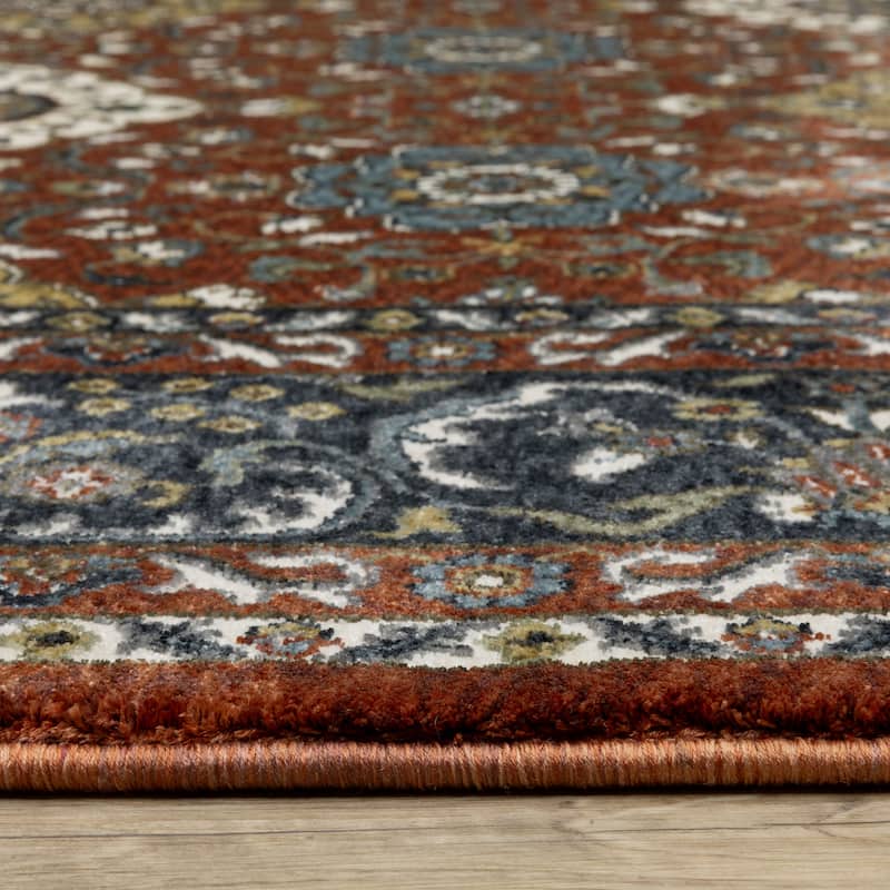 Style Haven Victoria Panel Medallions Red/ Navy Area Rug