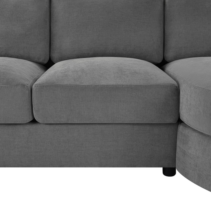 84.6" Modern Sectional Sofa with Curved Chaise Lounge & USB Ports