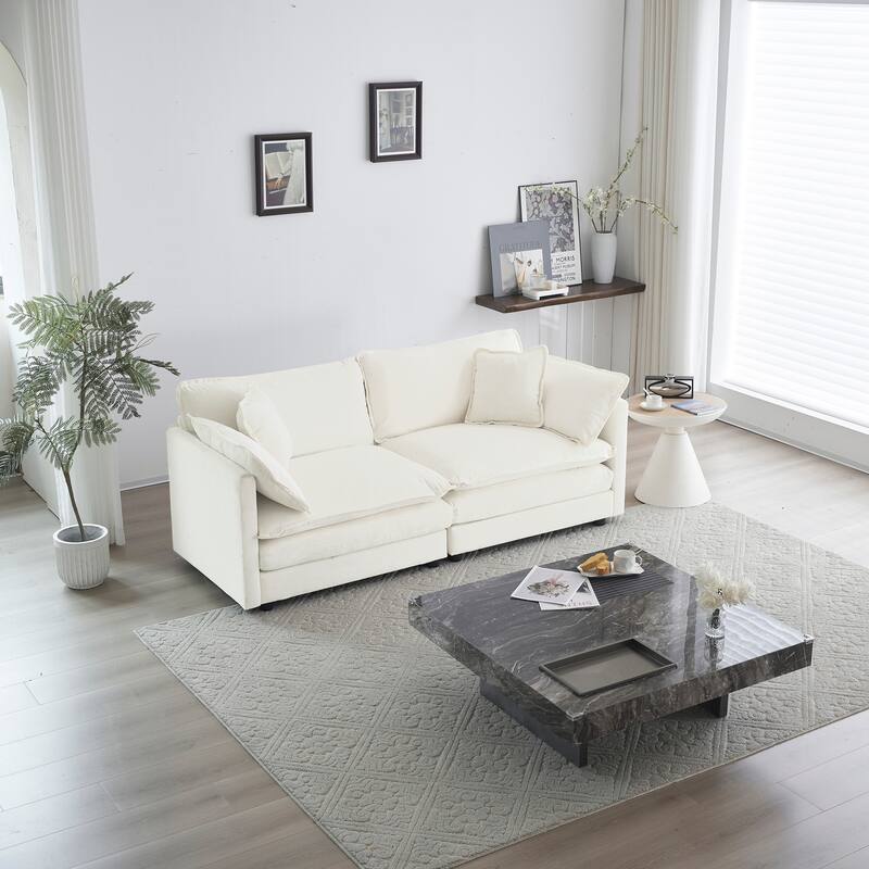 GDFStudio-Eudoxia Chenille Modular Loveseat - White
