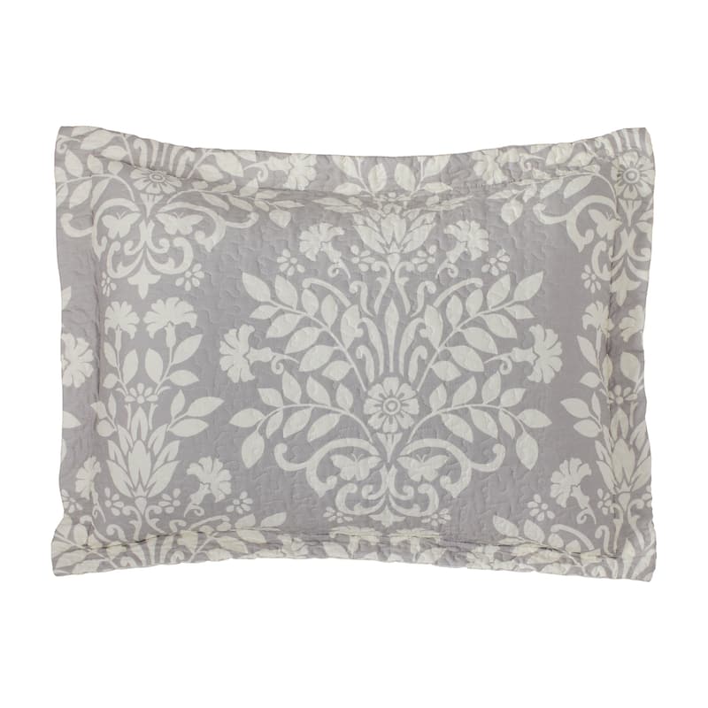 Laura Ashley Rowland Cotton Reversible Grey Quilt Set