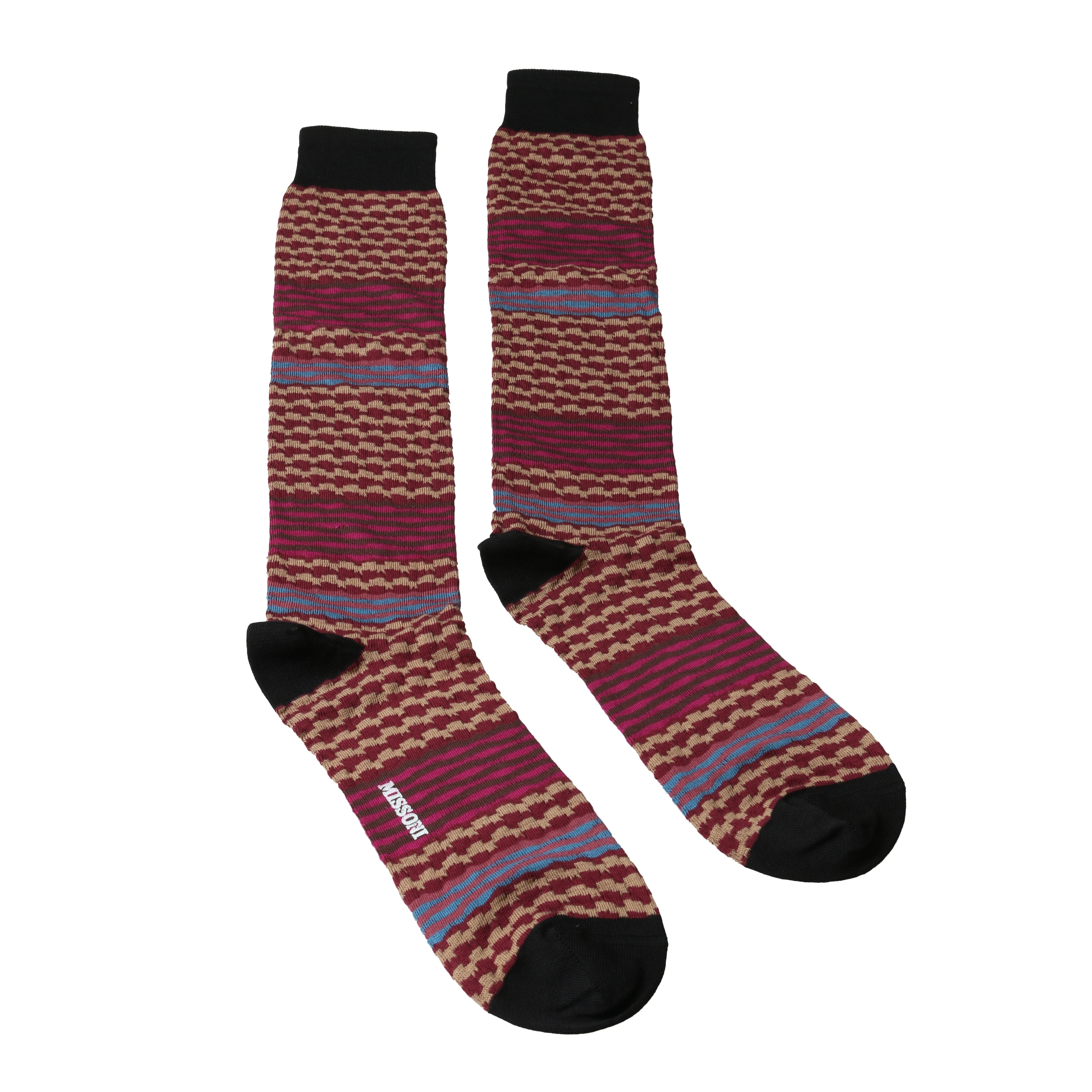 Missoni GM00CMU5236 0002 Pink//Wine Mixed Stripe Knee Length Socks for Womens
