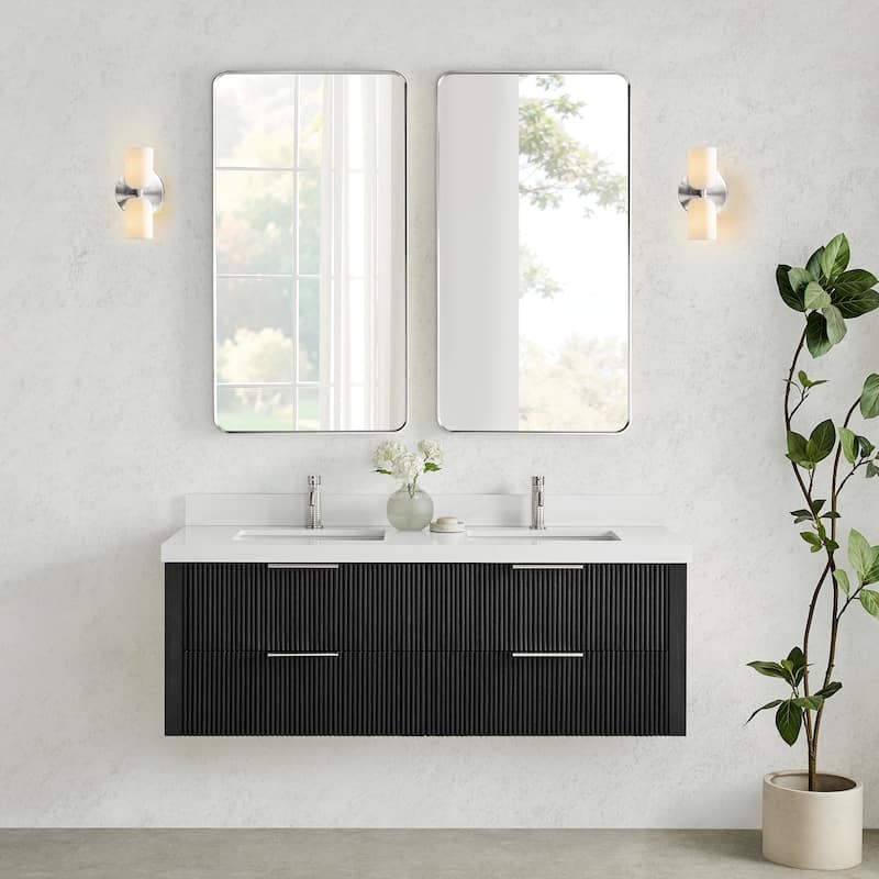 Barcelona Floating Bath Vanity with Quartz Stone Top without Mirror
