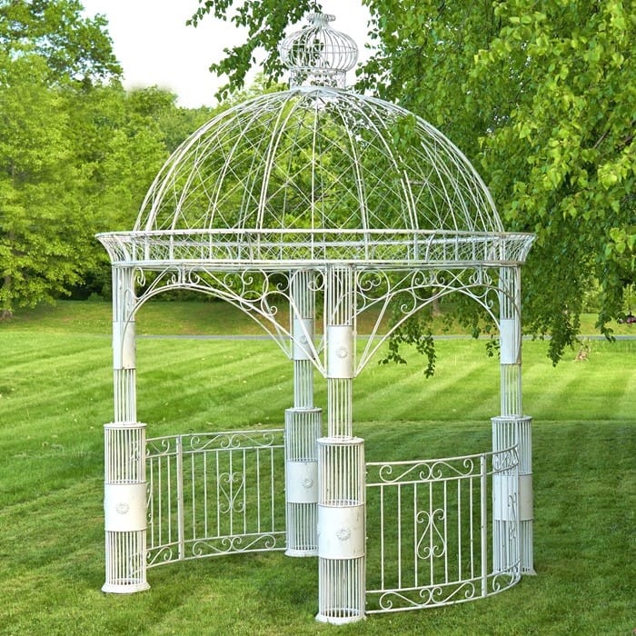 "Zina" Large Round Garden Gazebo - 130.75"x130.75X157.50" - Antique White