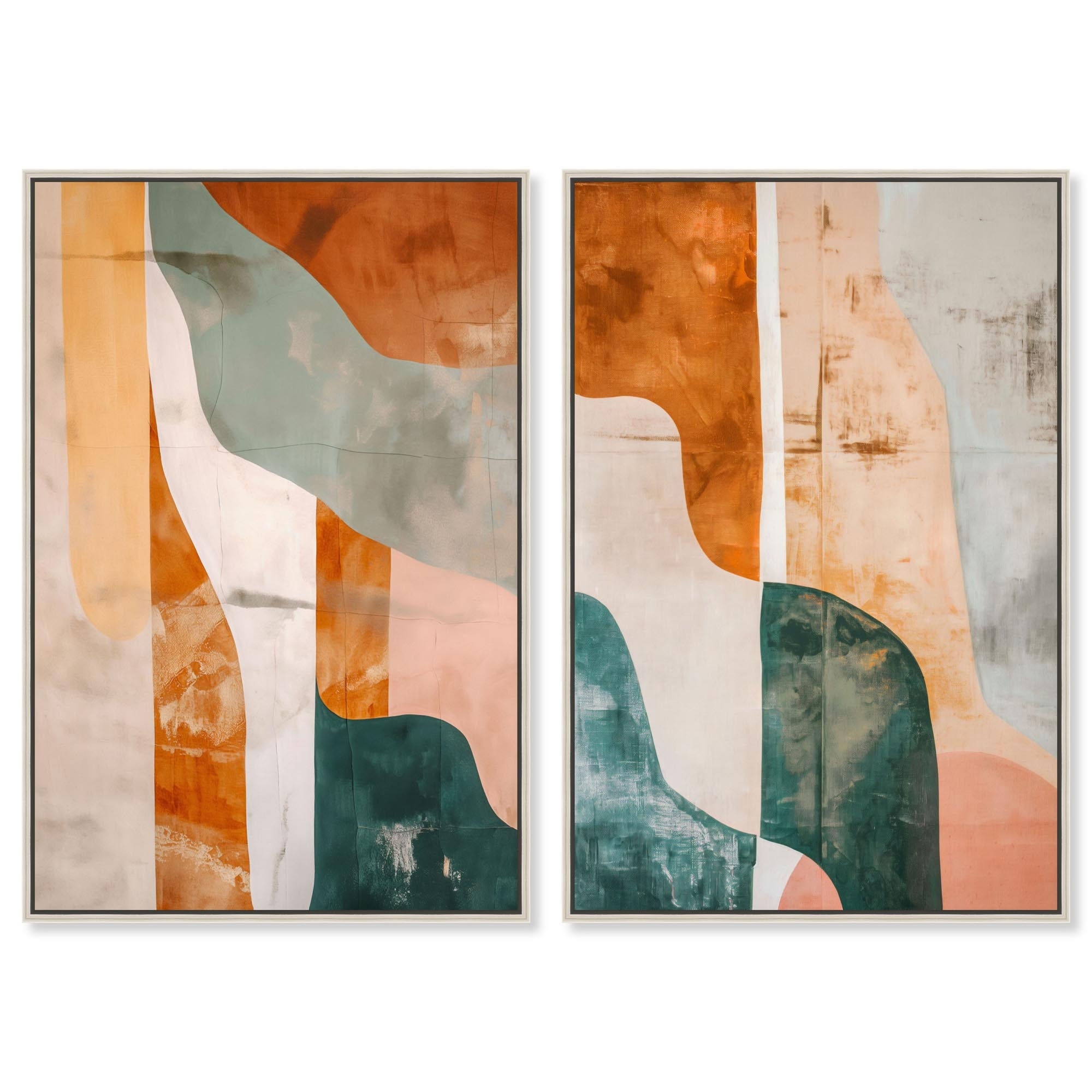 Luxe Abstract Room Art 2 Panel Set Framed Canvas Print by Art Remedy
