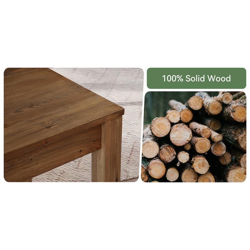 Large Dining Table for 6 8 10, 78.7" Solid Wood Rustic Kitchen Table