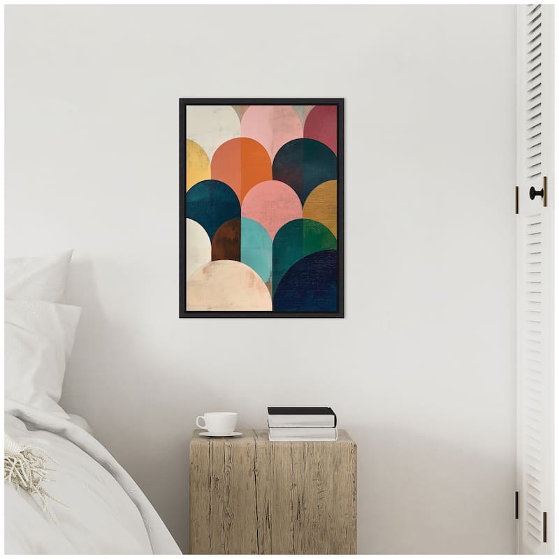 Kate and Laurel Sylvie Minimalist Geometric Abstract Jewel Tone Framed Canvas by The Creative Bunch Studio