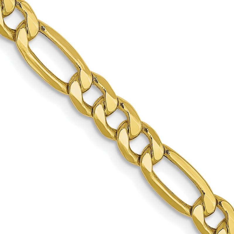 Curata 10k Semi Solid Lobster Claw Closure 4.75mm Semi solid Figaro Chain Bracelet
