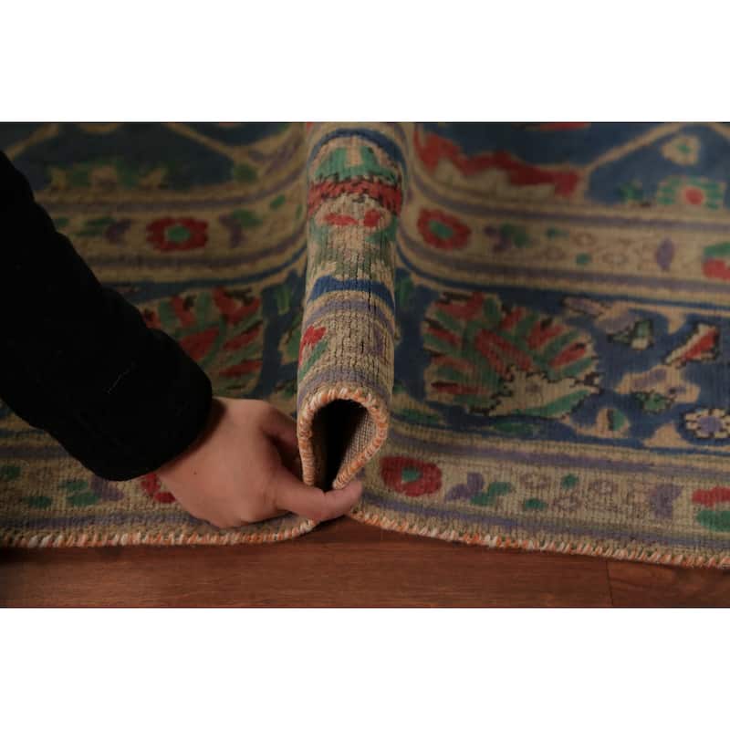 Blue Floral Tabriz Persian Area Rug Hand-Knotted Wool Carpet - 6'2"x 9'9"