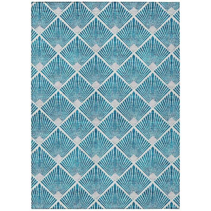 Machine Washable Indoor/ Outdoor Chantille Modern Shells Rug