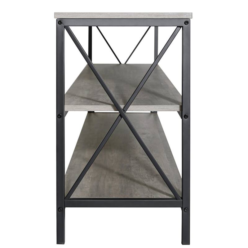 Industrial 57.8-Inch Wide Wood TV Stand Media Console