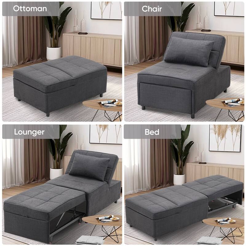 Ainfox Adjustable Sofa Chair Sleeper Sofa Bed Ottoman Couch with Metal Frame