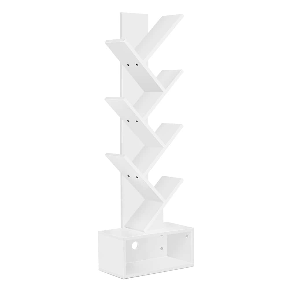 Sorbus 7 Tier Tree Bookshelf with Storage Shelf, Cable Access, and Non-Slip Pads