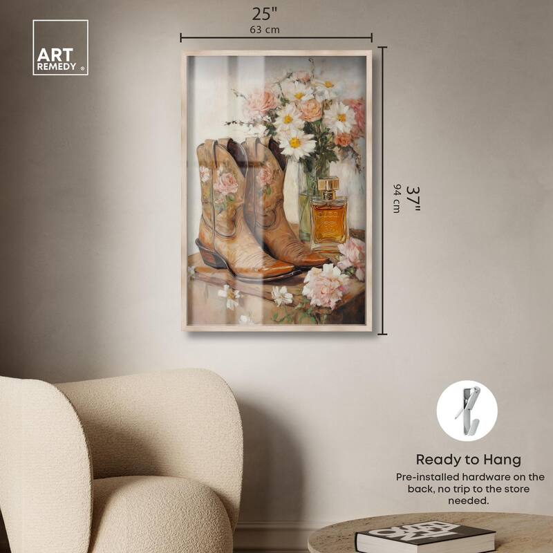 Delicate Floral Boots II Shadowbox by Art Remedy