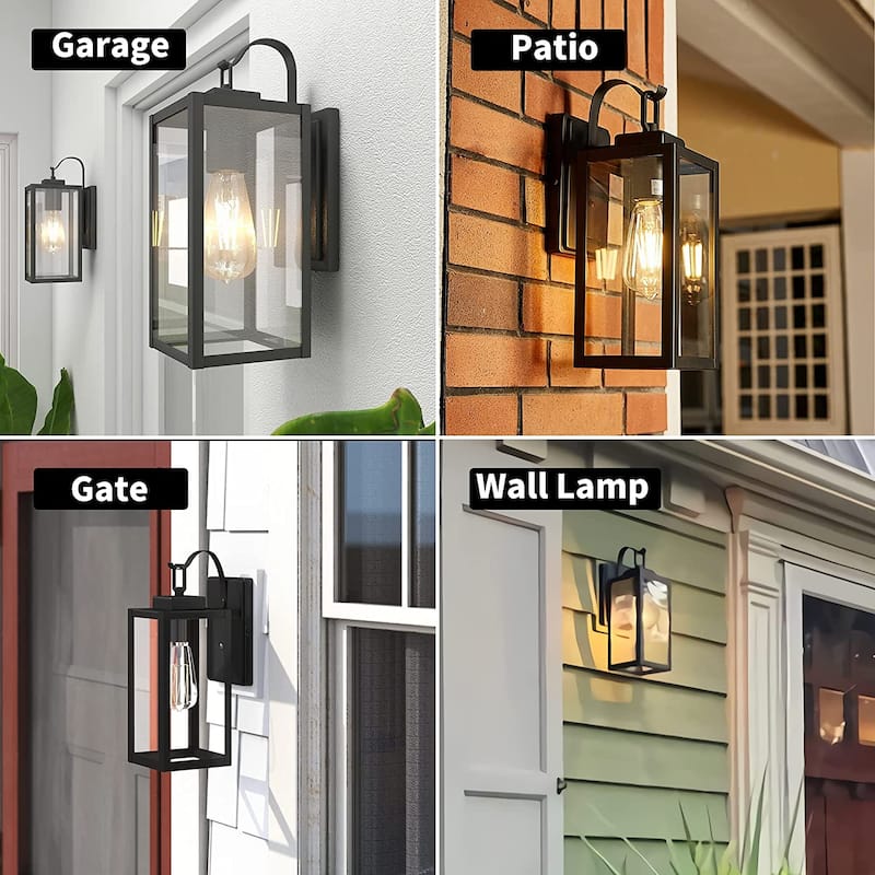 2PK-1 Light Outdoor Matte Black Wall Sconce Lantern - 5"x6.7"x13.78"