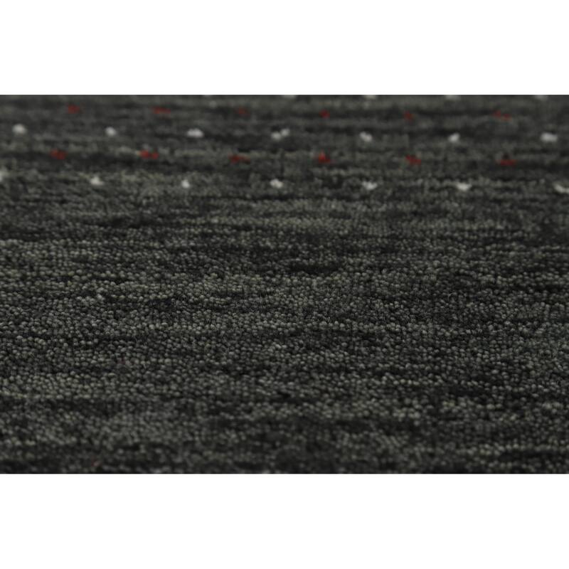 Hand Knotted Oriental 100% Wool Carpet Tribal Stripe Greys & Charcoal Gabbeh Area Rug - 6' 9'' X 6' 7''