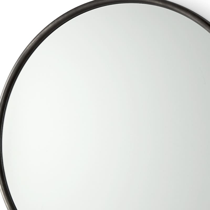 HomeRoots 36" Black Metal Round Framed Accent Mirror - 35.83 in. x 35.83 in. x 0.98 in.