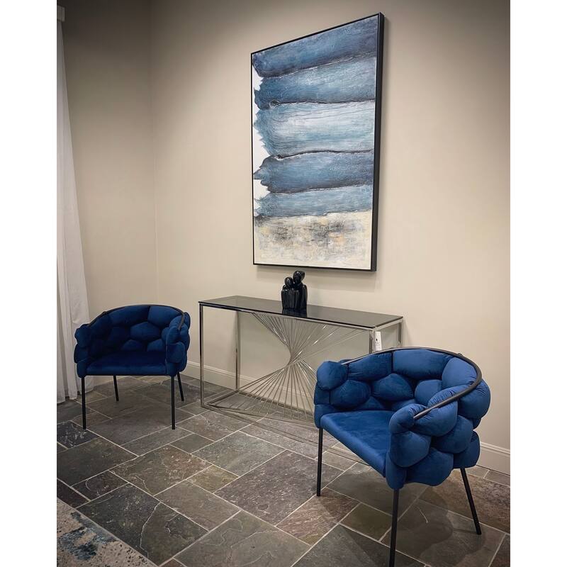 Modrest Debra Modern Blue Velour Dining Chair