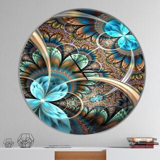 Designart 'Light Blue Fractal Flower' Oversized Modern Wall CLock