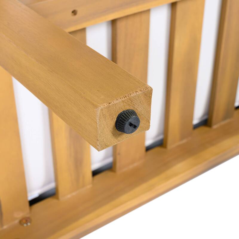 Christopher Knight Home - Outdoor 2-Piece Acacia Wood Patio Chat Set with High-Density Cushioned Loveseat & Coffee Table