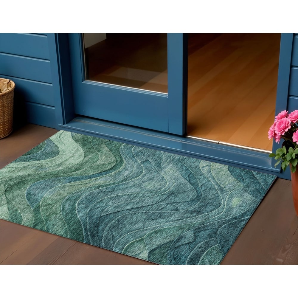 HomeRoots Abstract Transitional Rectangle Outdoor Rug