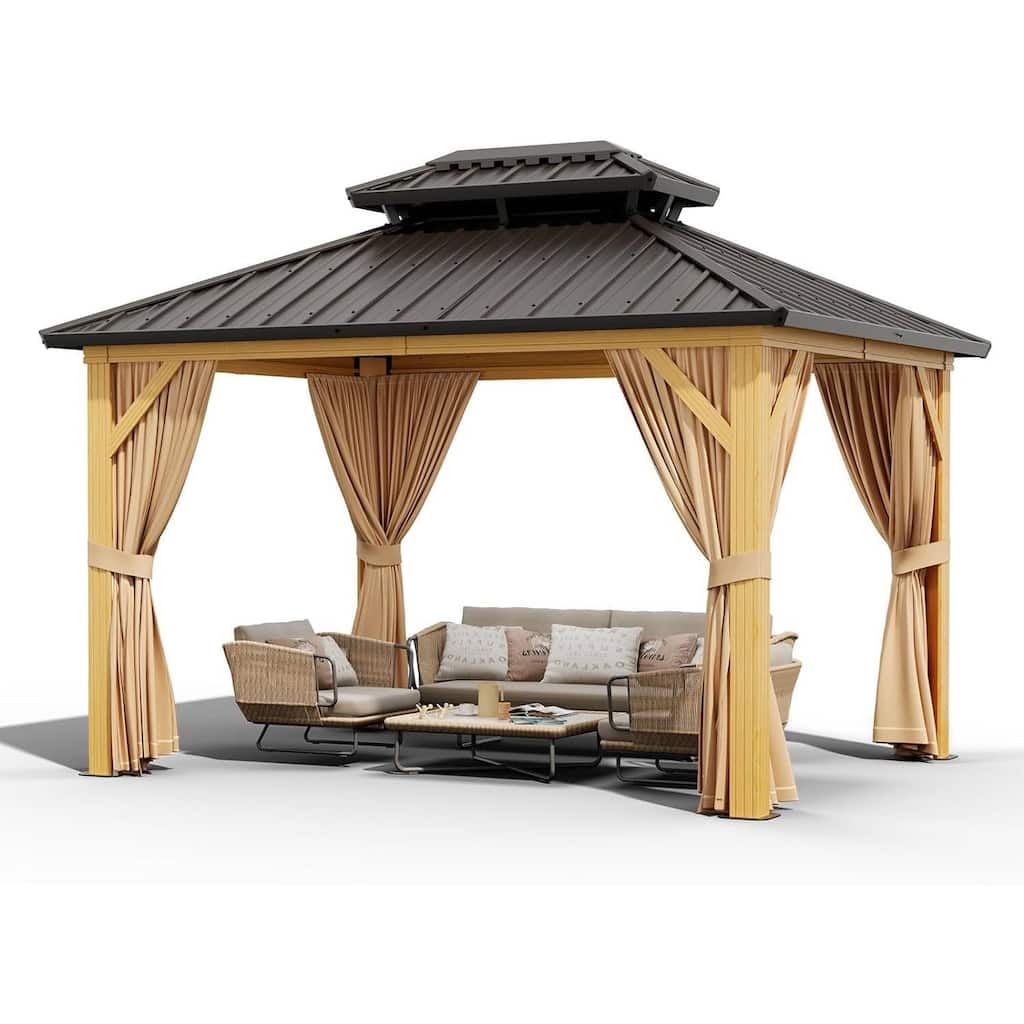 10 X 12 FT Heavy Duty Outdoor Galvanised Steel Hardtop Gazebo - 10 X 12 FT