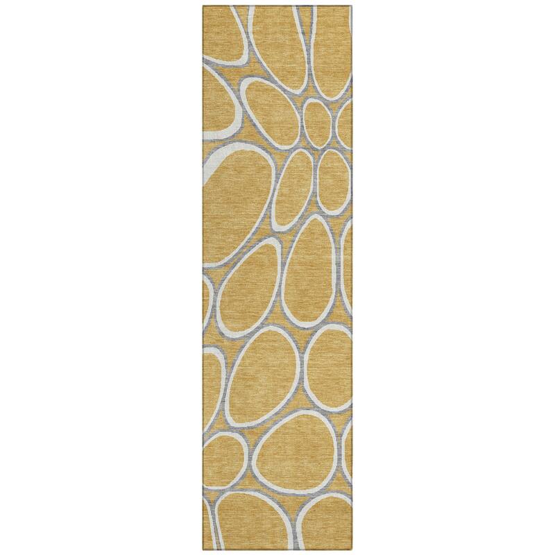 Machine Washable Indoor/ Outdoor Modern Bubbles Chantille Rug