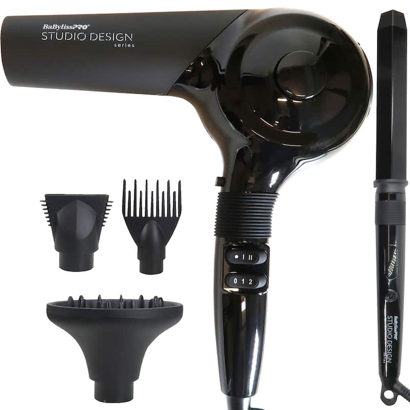 BaByliss Pro Studio Design Series Sensor Hair Dryer #BCI800UC + BaByliss Pro Studio Design Series 1¼" Crimpcurl #BCI005UC - Black