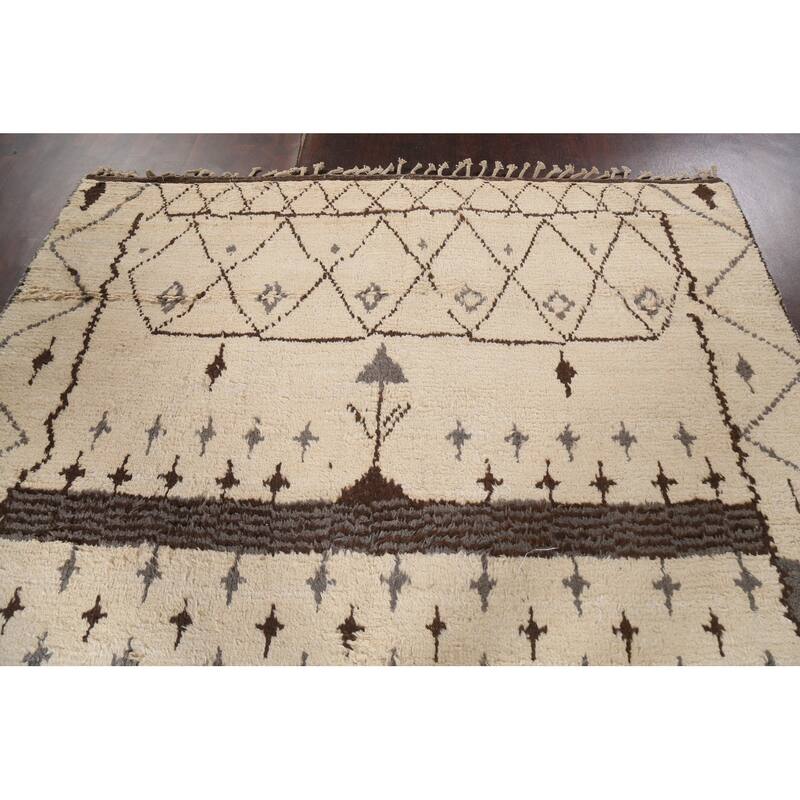 Tribal Geometric Oriental Moroccan Wool Area Rug Hand-knotted Carpet - 8'1" x 10'10"