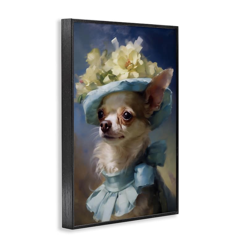 Stupell Dog with Fashionable Hat Framed Giclee Art Design By Wumples