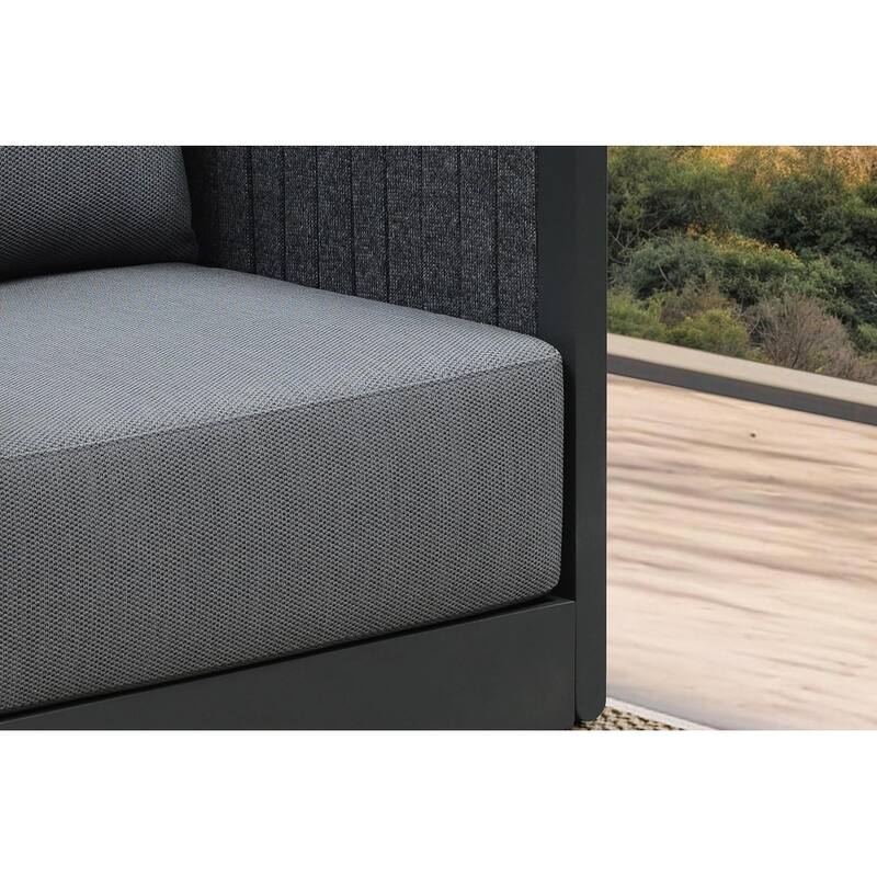 PURPLE LEAF Sanori Patio Conversation Set with Grey Ottoman and Cushion Patio Sofas Sectional Set for Poolside Graden