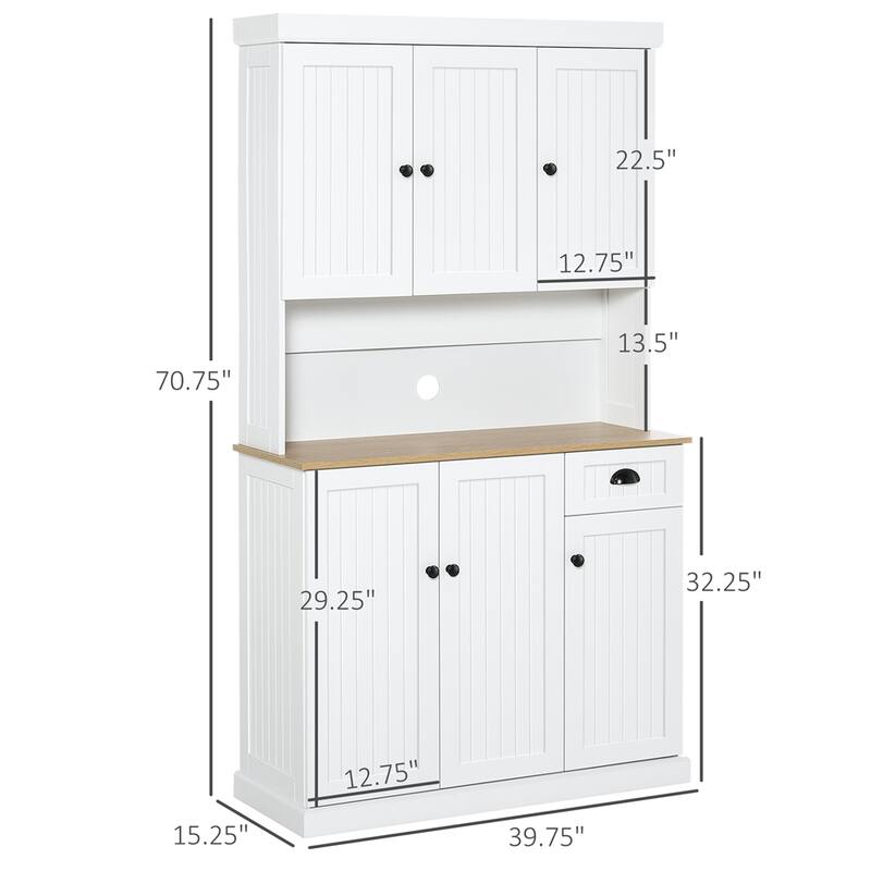 71" Buffet with Hutch,Modern Kitchen Pantry Storage Cabinet w/Drawer