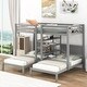 preview thumbnail 1 of 7, Pine Wood Twin XL over Twin & Twin Bunk Bed with 4-Shelf Storage