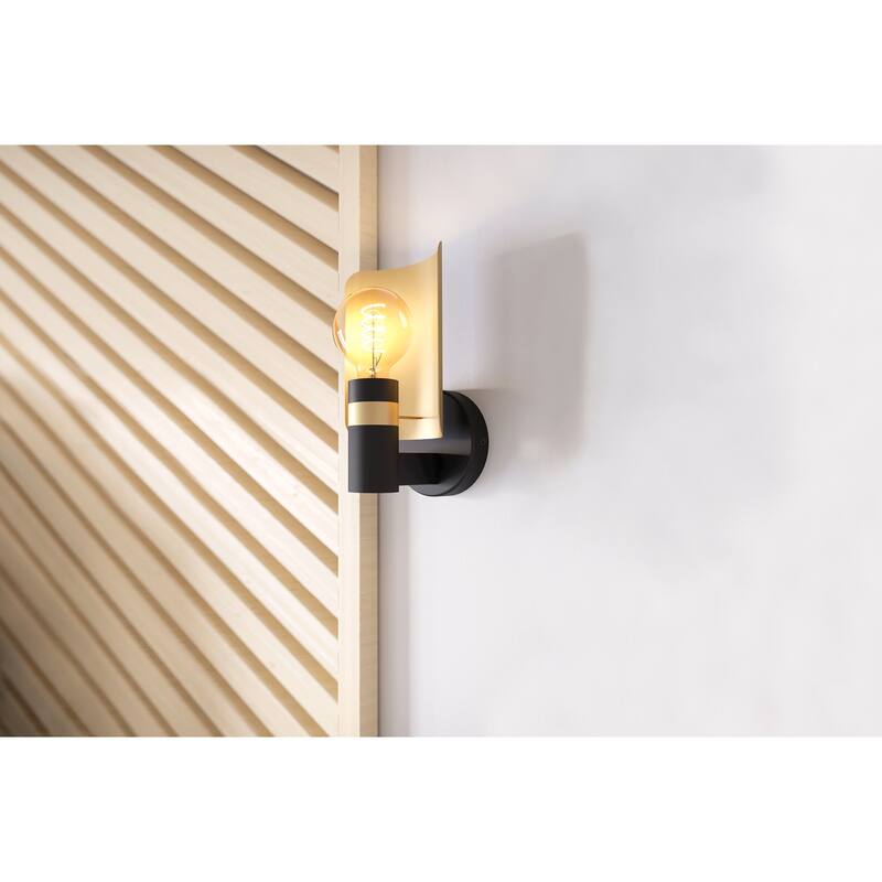 Hayes - 1-Light Wall Light - Black and Gold Finish - Black, Gold